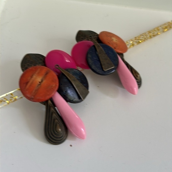 Pink and Orange Statement Earrings - Picture 3 of 6